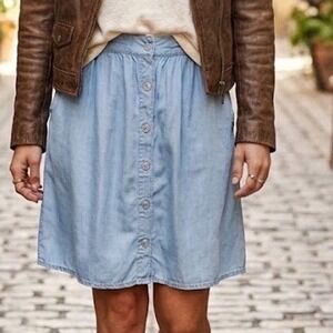 Hinge Sz S Blue Lyocell Cottage Coastal Y2K A-Line Skirt Soft Light Wash Denim
